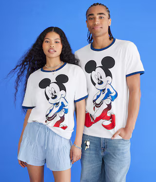 Mickey & Friends | Aero Mickey Mouse Relaxed Ringer Graphic Tee | Aeropostale