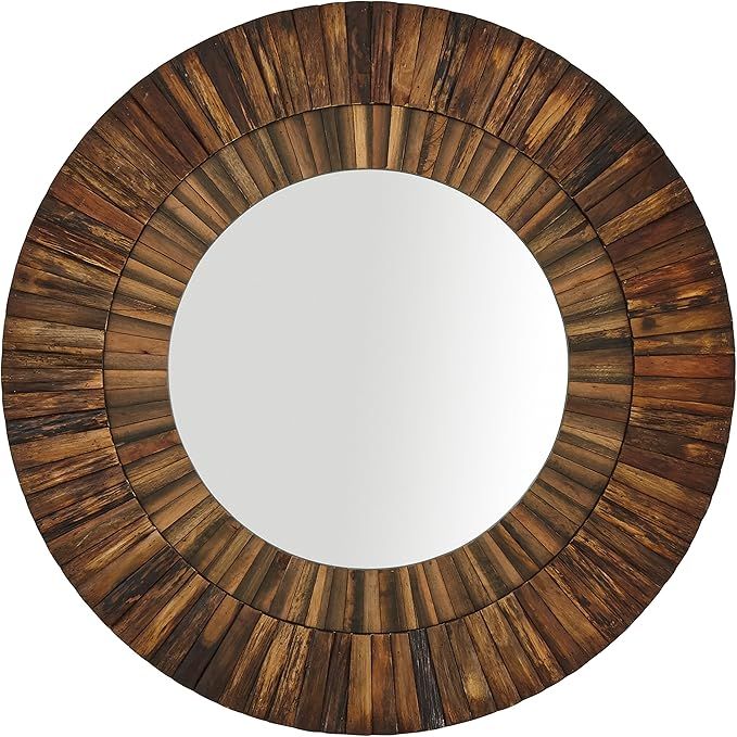 Amazon Brand – Stone & Beam Round Layered Rustic Wood Hanging Wall Mirror Decor, 42 Inch Height... | Amazon (US)