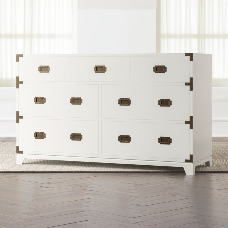 Kids White Campaign Wide Dresser + Reviews | Crate and Barrel | Crate & Barrel