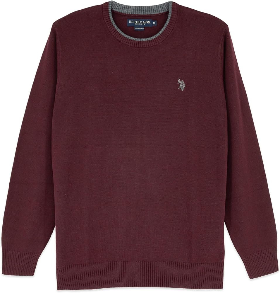 U.S. Polo Solid Jersey Crew Neck Sweater Pullover for Men | Amazon (US)