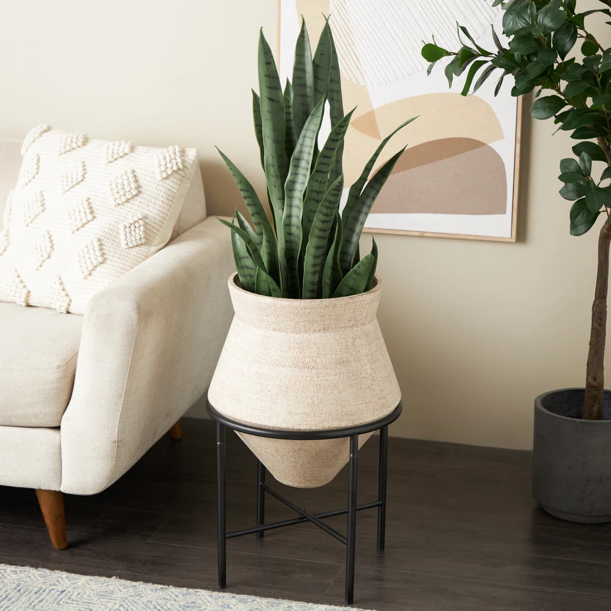 Cole And Grey Metal Wide Vase With Black Metal Stands | Wayfair North America