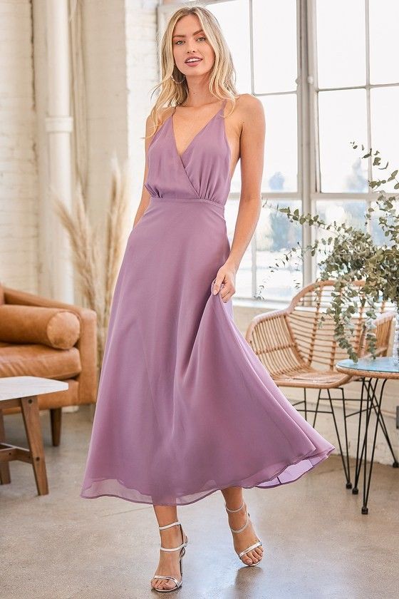 Resounding Beauty Dusty Purple Surplice Maxi Dress - Fall Wedding Guest Dress - #weddingguestdress | Lulus (US)