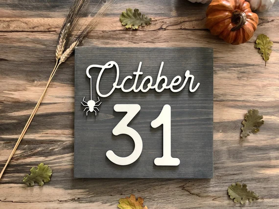 October 31 Halloween Sign with spider / 3D Farmhouse Halloween Decor / Fall Decor / Halloween Sig... | Etsy (US)