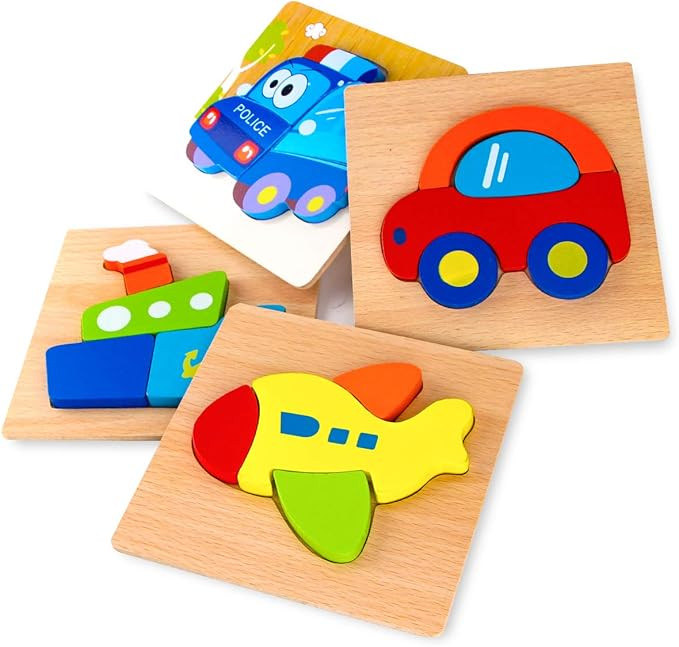 SKYFIELD Wooden Vehicle Puzzles for Toddlers 1 2 3 Years Old, Boys &Girls Educational Toys Gift w... | Amazon (US)
