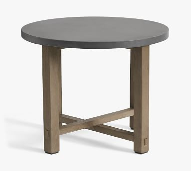 Abbott Indoor/Outdoor XL Concrete &amp; FSC® Acacia Side Table | Pottery Barn (US)