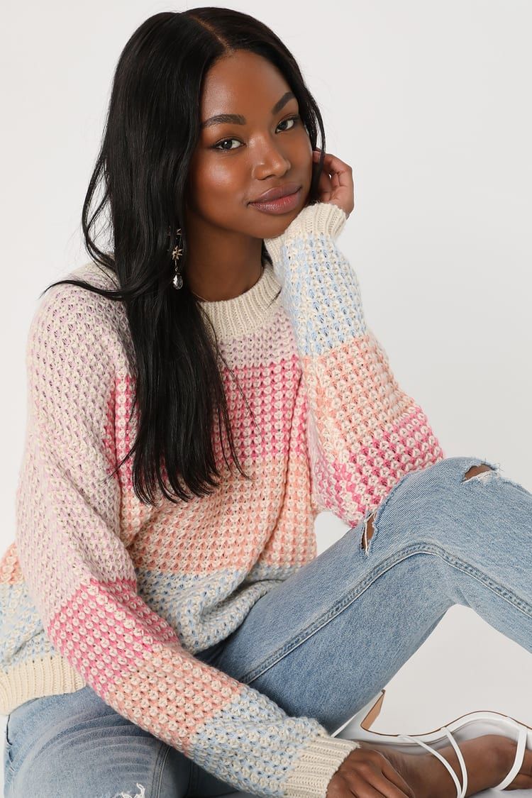 Effortlessly Cute Ivory Multi Pullover Sweater | Lulus (US)