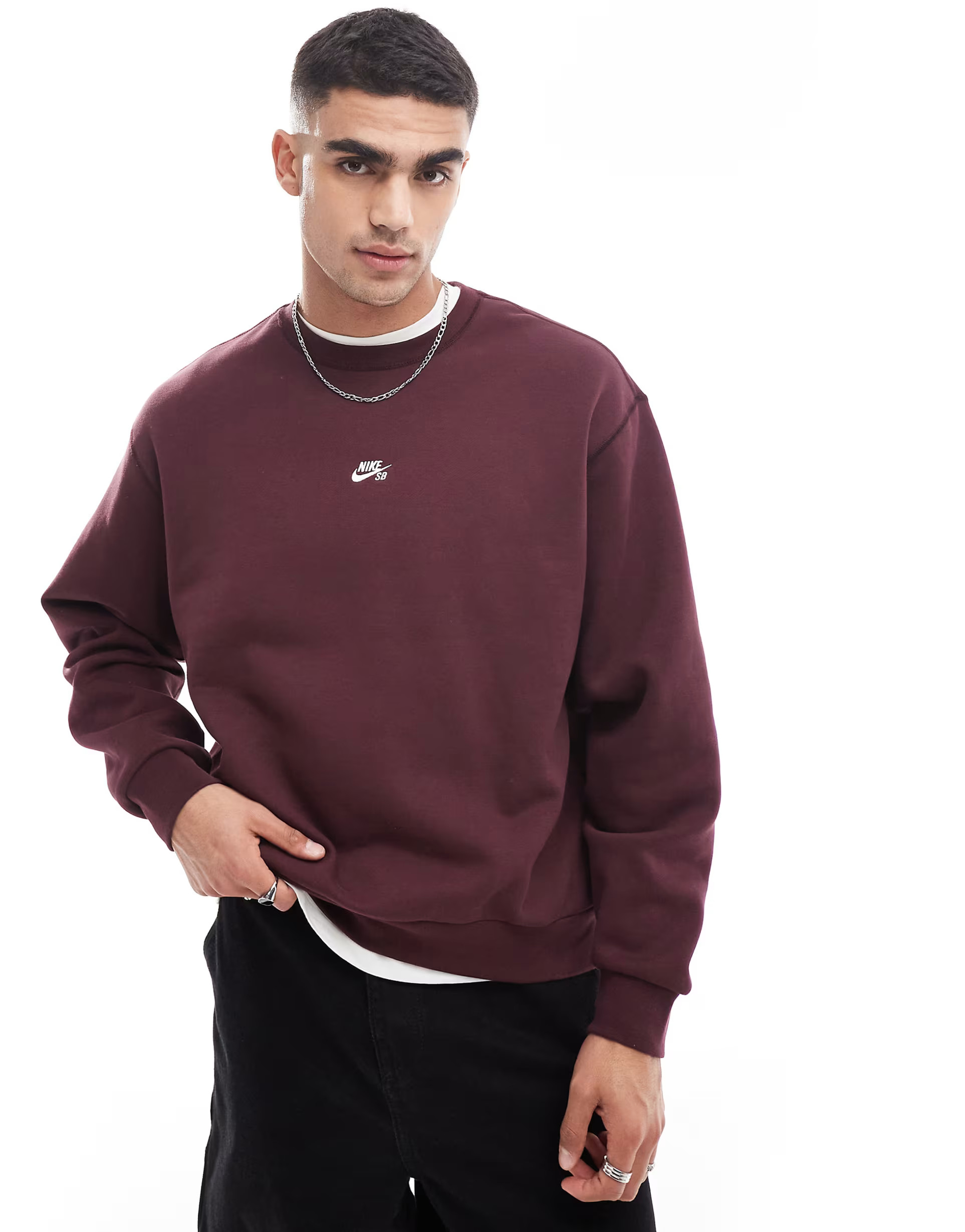 Nike SB Essential crew neck sweatshirt in brown | ASOS (Global)
