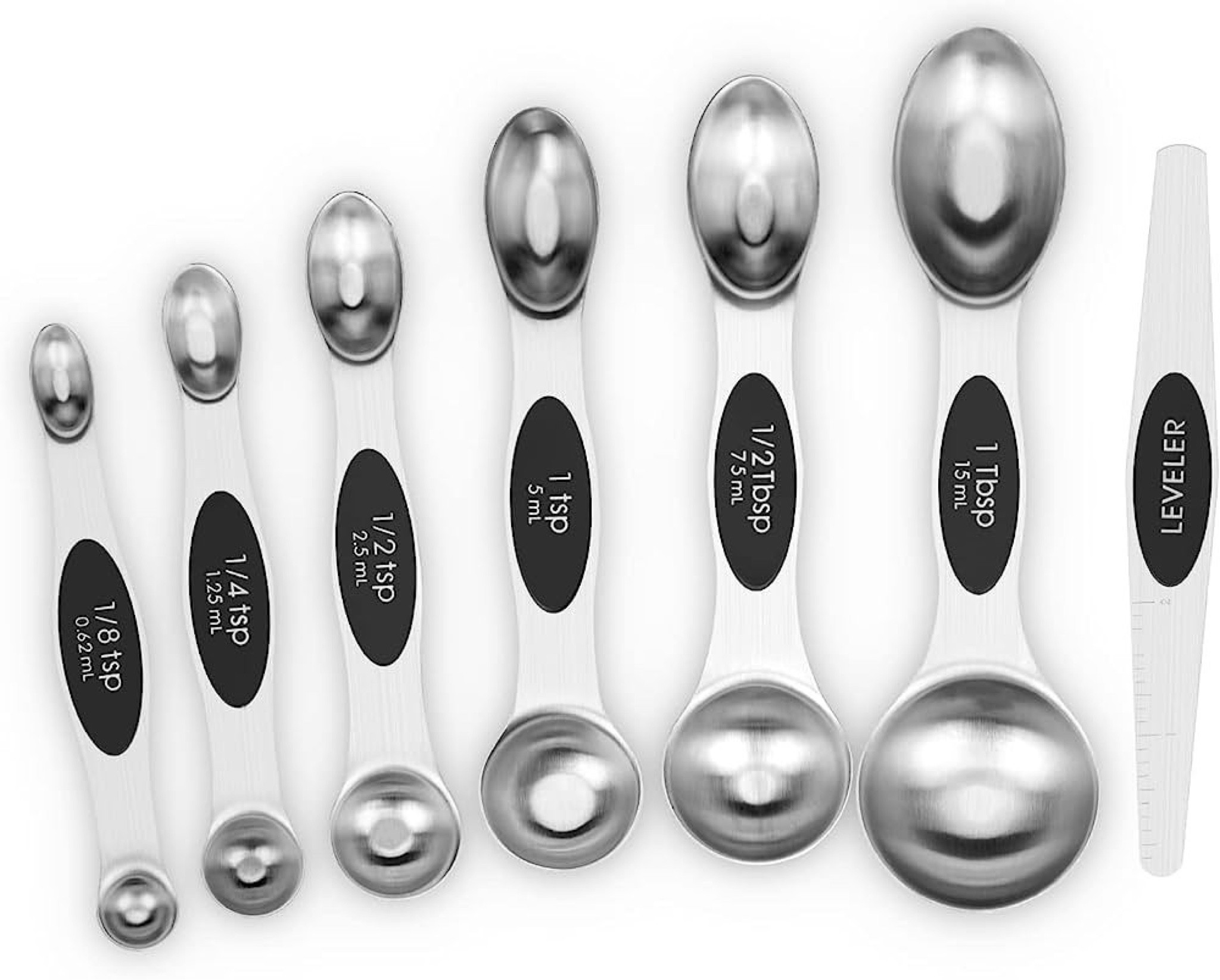 Aovchei 7 PCS Magnetic Measuring Spoons Set, Dual Sided, Stainless Steel Small Tablespoon, Teaspoons, Fits in Spice Jars, for Dry and Liquid, Black

#LTKHome #LTKHoliday #LTKGiftGuide