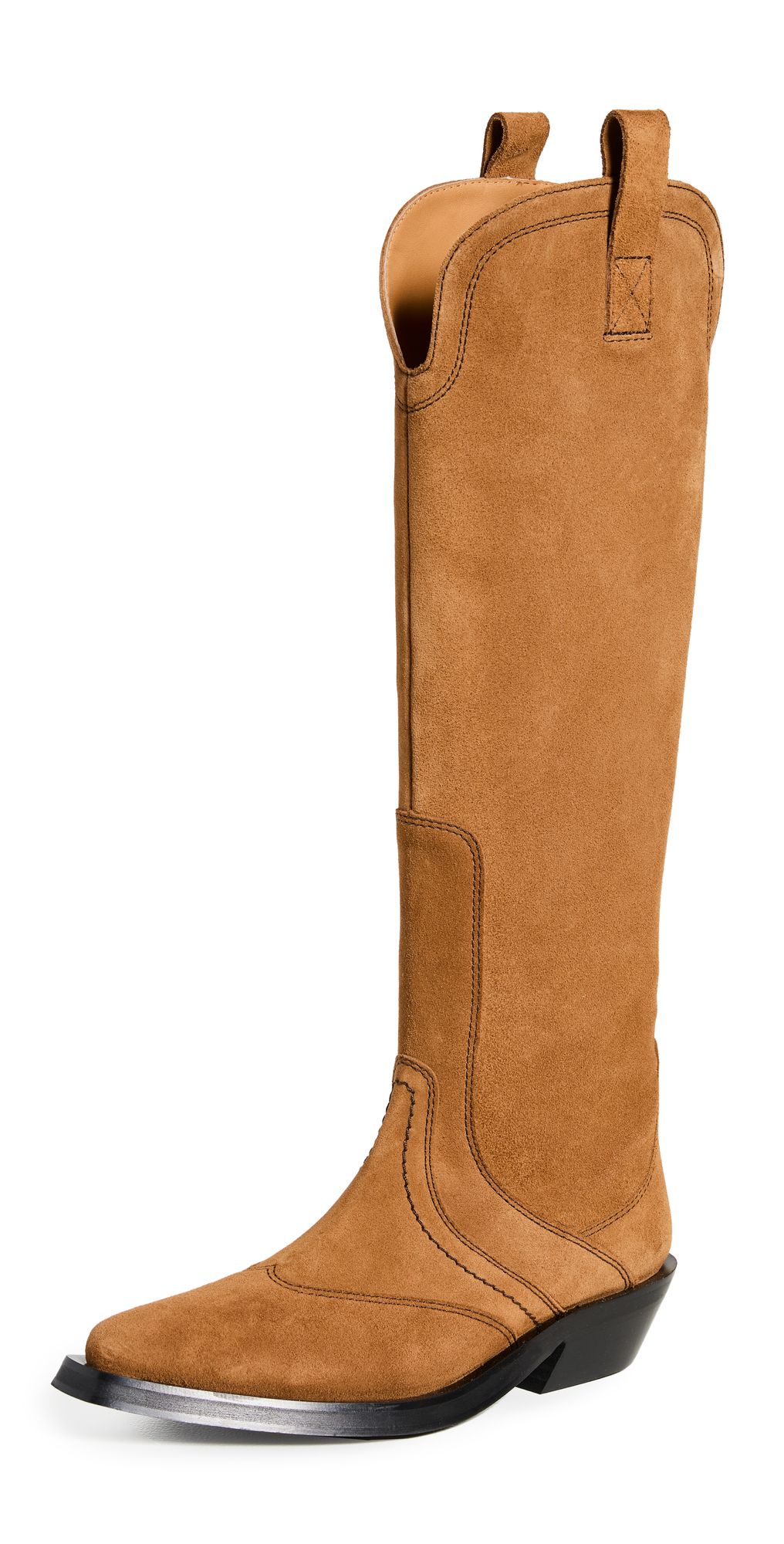 GANNI Suede Knee High Western Boots | Shopbop