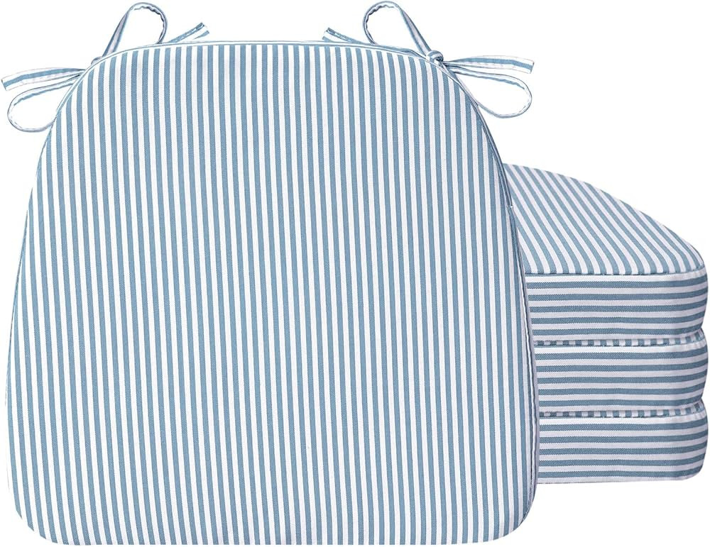 AAAAAcessories D-Shaped Chair Cushions, 2" Thick Dining Chair Pads with Ties and Removable, Machi... | Amazon (US)