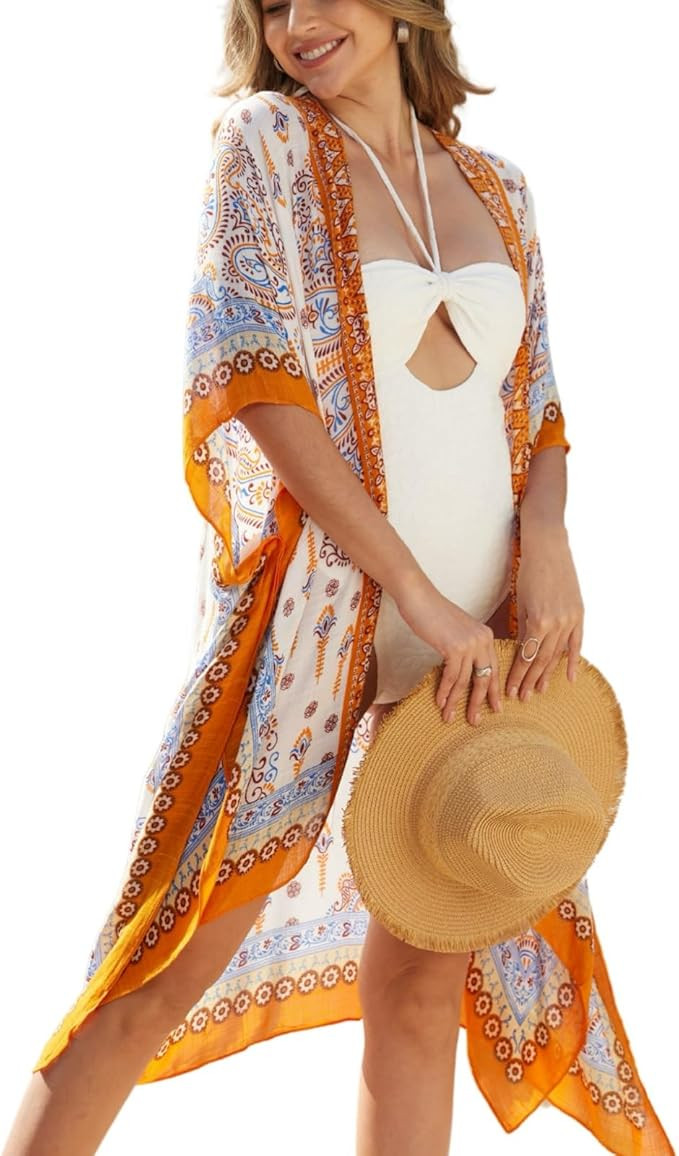 Kimonos for Women Casual Swimsuit Coverup Lightweight Boho Kimono Cardigans for Summer | Amazon (US)