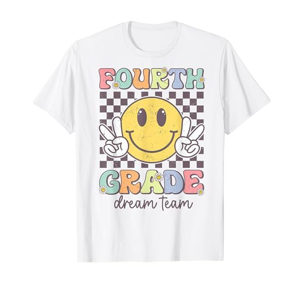 Fourth Grade Dream Team Smile Face Back To School 4th Grade T-Shirt | Amazon (US)