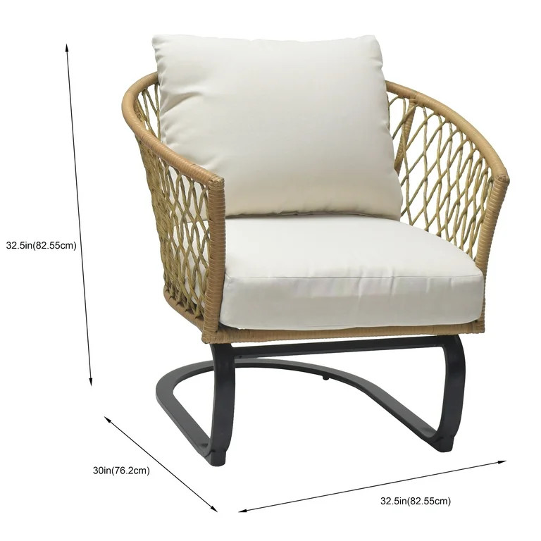 Better Homes & Gardens Ventura 3-Piece Outdoor Boho Wicker Chat Set, White | Walmart (US)