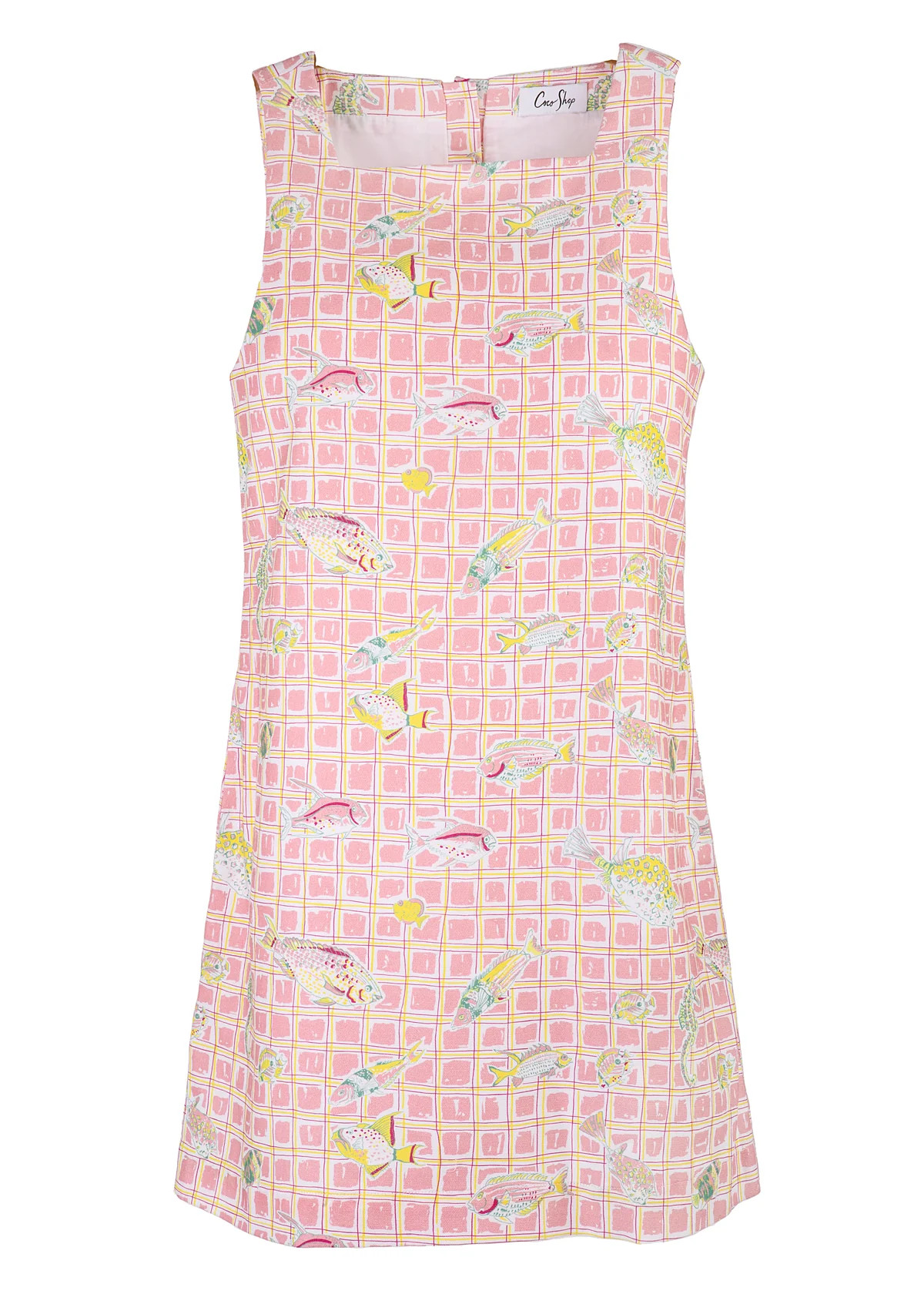 OTM Exclusive: Classic Mini Shift Dress in Pink Fishing Net | Over The Moon