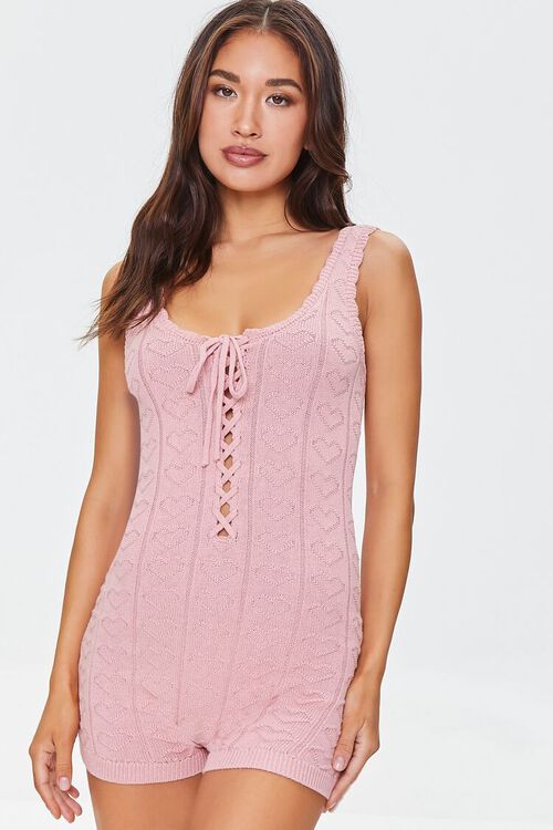 Sweater-Knit Heart Pajama Romper | Forever 21 (US)