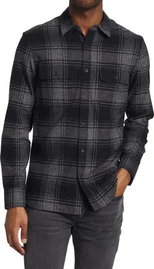 Treasure & Bond Grindle Plaid Trim Fit Flannel Button-Up Shirt | Nordstrom | Nordstrom