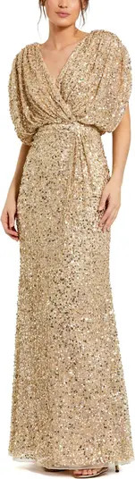 Draped Sleeve V Neck Gown | Nordstrom