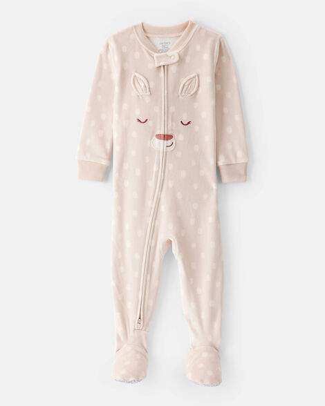 Carter's Baby Girls Girl Deer Print DreamPlush Snug Fit Long-Sleeve 2-Way Zip Pajamas - Tan 24M Brown | Carter's Inc