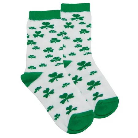 Traditional Craft Ltd. Kids Lucky Irish Socks 100% Soft Cotton White and Green | Walmart (US)