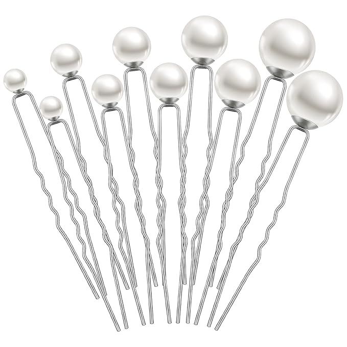32 Pieces Wedding Pearl Hair Pins Bridal Pearl Rhinestone Hair Pins Hair Accessories U Shape Barr... | Amazon (US)