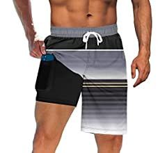 swimsobo Mens Swim Trunks with Compression Liner Big and Tall Board Shorts 11 Inch Inseam Long Sw... | Amazon (US)