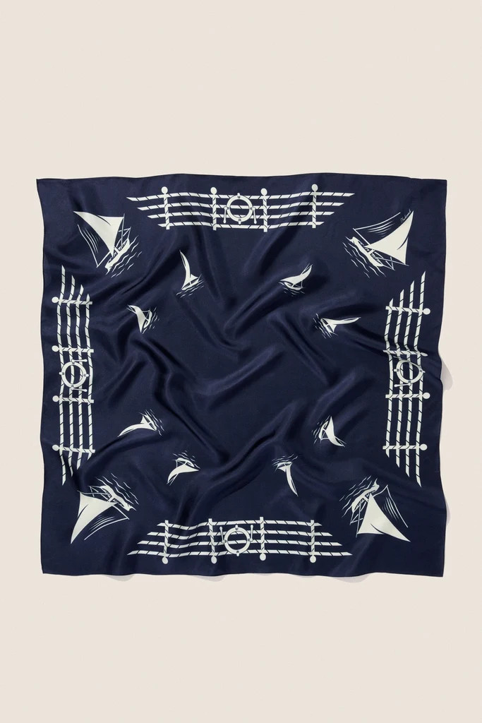Navy Ships Medium Silk Scarf | Tuckernuck (US)
