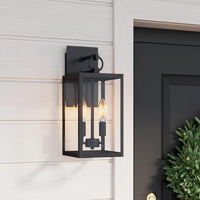 Nathan James Ferris Outdoor Black Wall Sconce Light Fixture, Porch Lantern for Exterior with Iron... | Amazon (US)