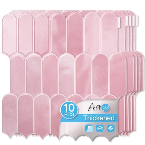 Art3d 12 x 12 Inch Heavy-Duty Peel and Stick Backsplash, Self-adhesive Wall Tiles for Kitchen Bathroom Decor, 10-Pack Pink | Amazon (US)