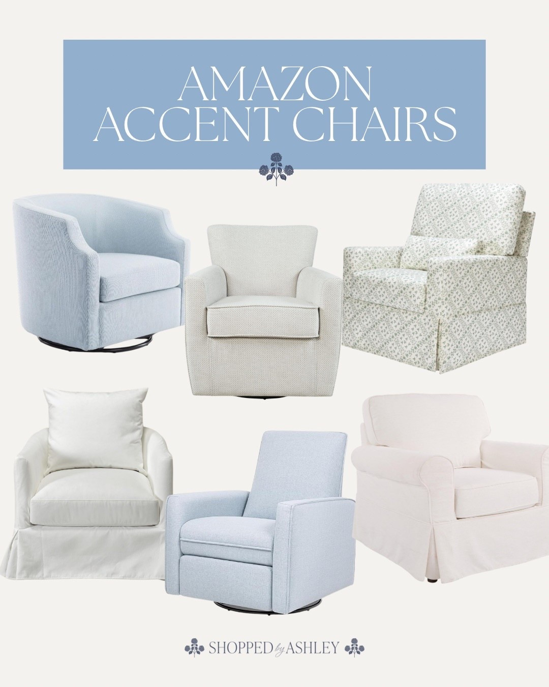 Classic coastal accent chairs from Amazon! 

Blue accent chair, blue swivel chair, blue recliner, Grandmillennial style, Grandmillennial decor, coastal living room chair, Grandmillennial home 

#LTKHome