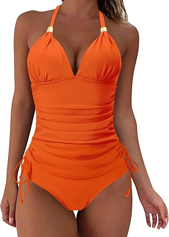 SUUKSESS Women Halter Tankini Bathing Suits Sexy Slimming Tummy Control Swimsuit | Amazon (US)