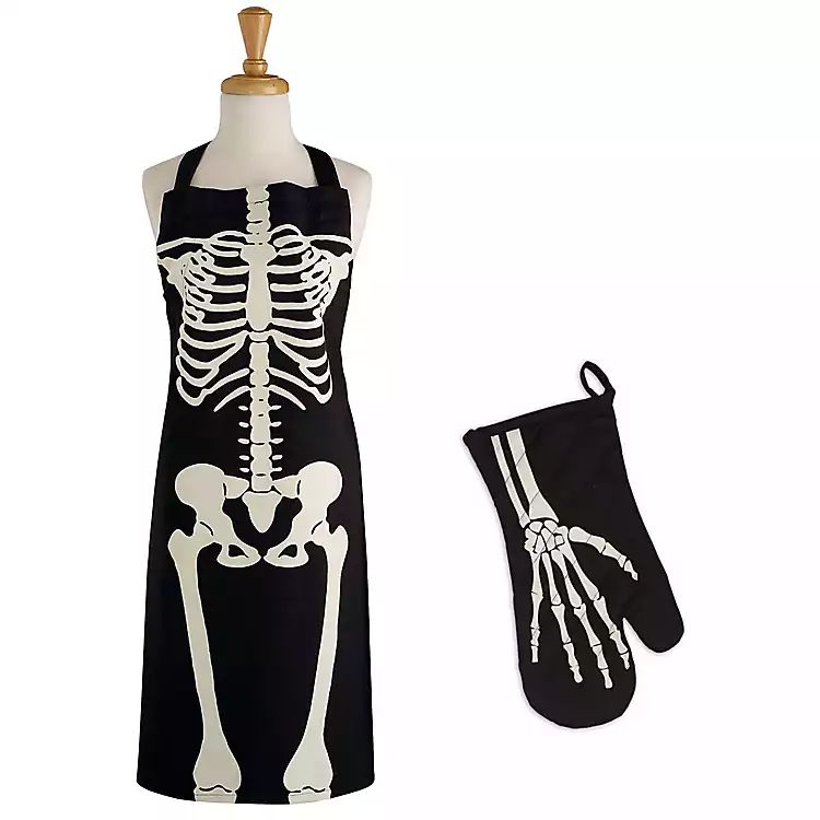 Black Skeleton Apron and Oven Mitt | Kirkland's Home