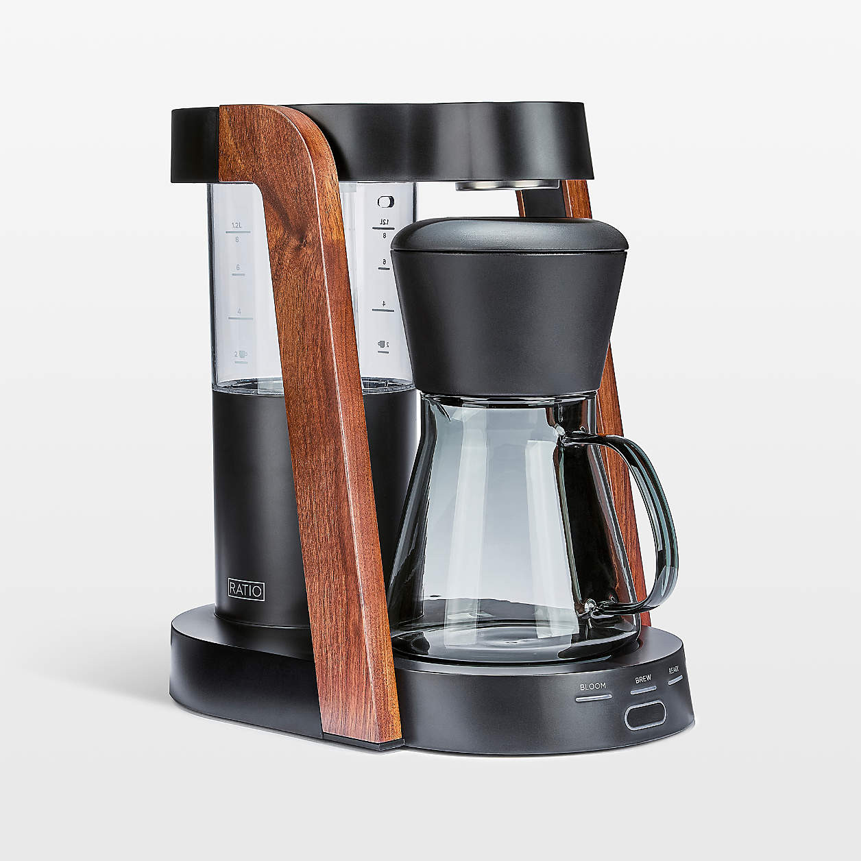 Ratio Eight Series 2 Linen White and Walnut Coffee Maker | Crate & Barrel | Crate & Barrel