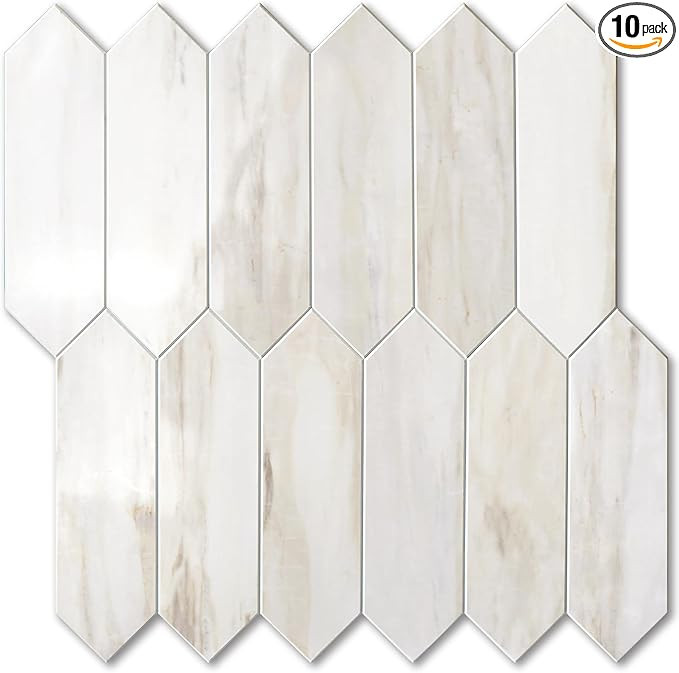 Vamos Tile Glossy Wood Marble Grain Backsplash Tile Peel and Stick, 12.8 x 12.8 Inch 10 Sheets Lo... | Amazon (US)