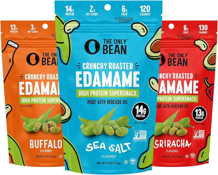The Only Bean Crunchy Dry Roasted Edamame Beans (Variety Pack), Low Carb Keto Healthy Snacks For ... | Amazon (US)