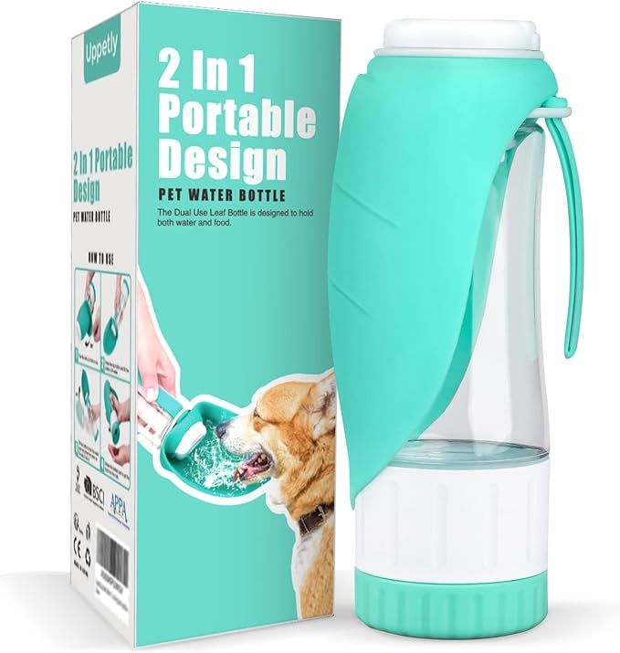 Dog Water Bottle, Portable Pet Water Bottle with Food Container and Drinking Feeder, Leak Proof, ... | Amazon (US)
