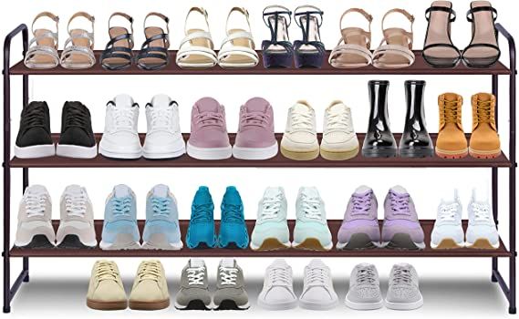 AOODA 3-Tier Long Shoe Rack for Closet Stackable Wide Shoe Shelf Organizer and Storage for Floor,... | Amazon (US)
