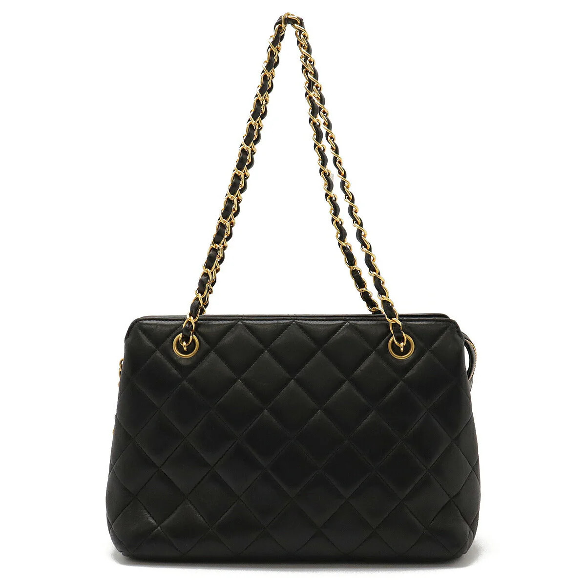 Chanel Lambskin Chain Tote Bag Black | Shop Simon