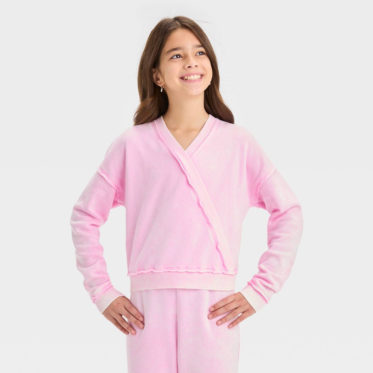 Girls' Washed Fleece Pullover Sweatshirt - art class™ | Target