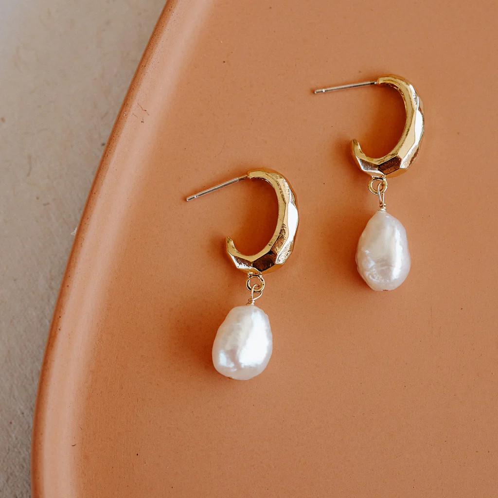 Mila Pearl Hoop Earrings | Wander and Lust Jewelry