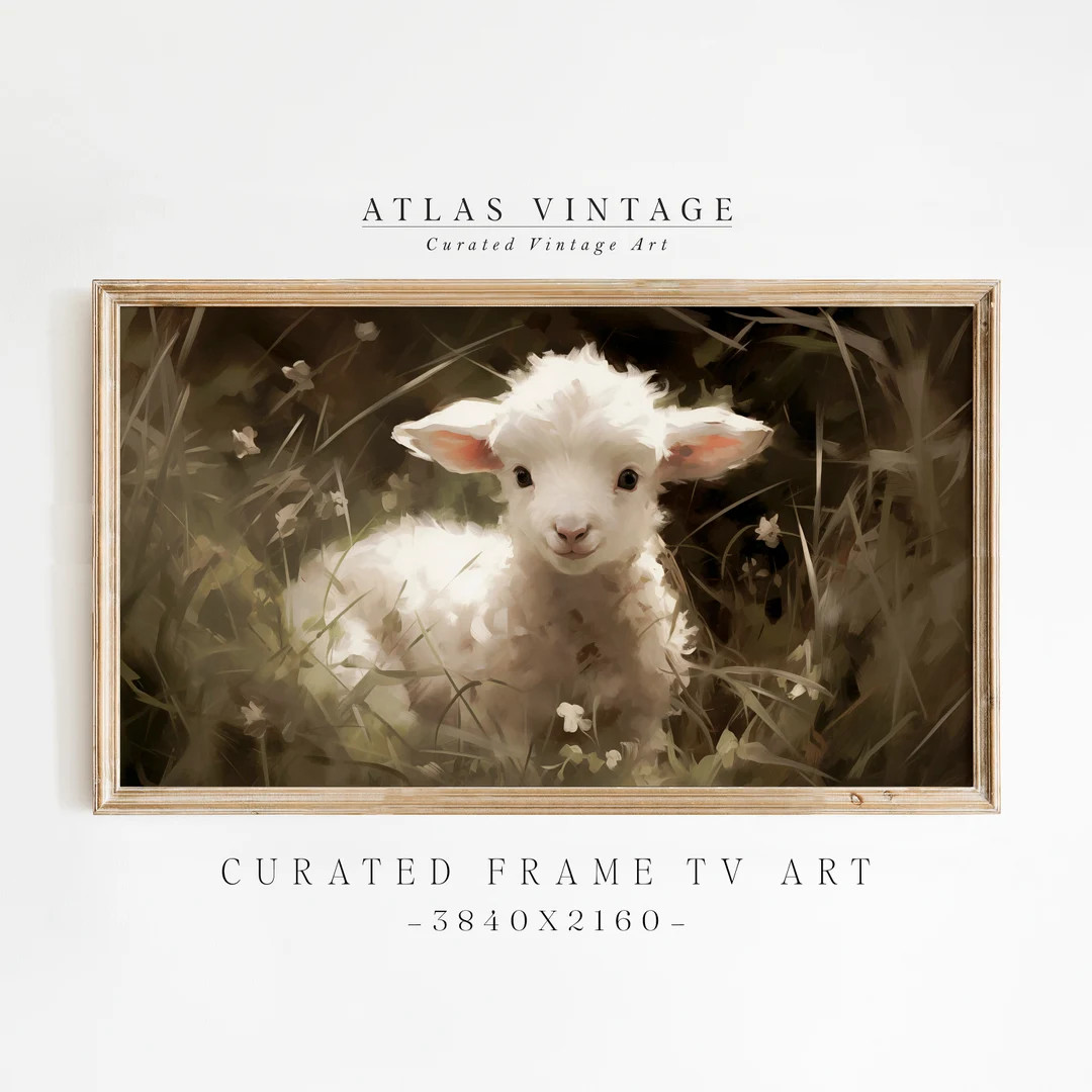 Easter Lamb Wildflower Field Vintage Frame Tv Art, Summer Samsung Frame Tv, Country Farmhouse Spr... | Etsy (US)