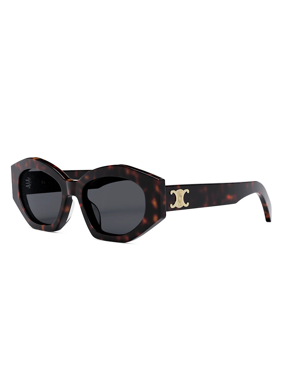 Women's Geometric 55MM Sunglasses - Dark Havana Smoke | Saks Fifth Avenue