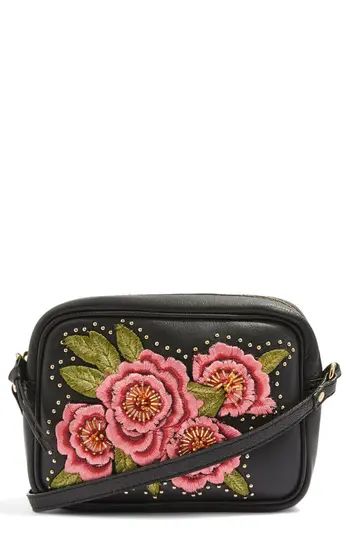 Topshop Floral Embroidered Leather Crossbody Bag - | Nordstrom