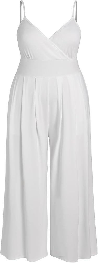 CIDER Women's V-neck Cami Wide Leg Jumpsuit Plus Size | Amazon (US)