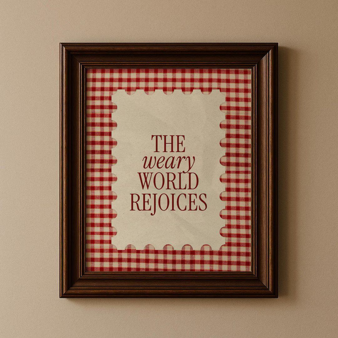 Oh Holy Night Christmas Digital Print – Vintage Christmas Art, Red Gingham Decor Nancy Meyers, ... | Etsy (US)