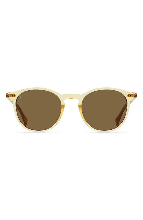 RAEN Basq 50mm Round Sunglasses in Champagne Crystal/Suntan at Nordstrom | Nordstrom
