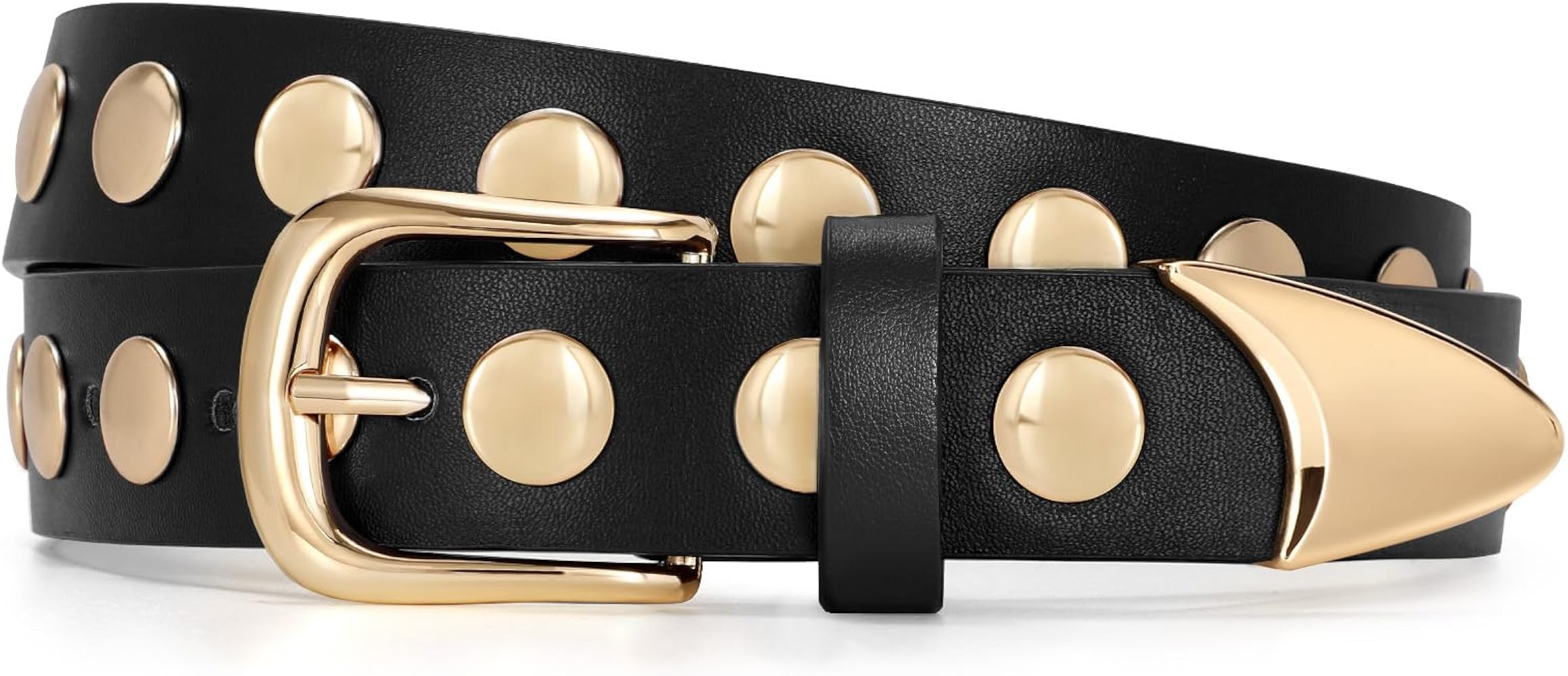 JASGOOD Women Fashion Leather Belt Punk Studded Belt for Jeans Pants Dresses | Amazon (US)