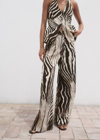 Click for more info about Zebra-print linen pants - Women | MANGO USA