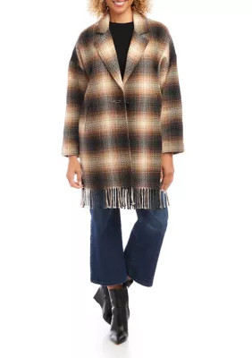 Karen Kane Women's Plaid Fringe Jacket, Medium | Belk
