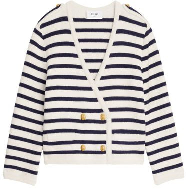 Cropped cardigan in marinière wool - CELINE | 24S US