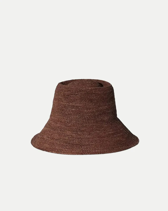 Veronica Beard Felix Raffia Bucket Hat Dark Brown | Veronica Beard
